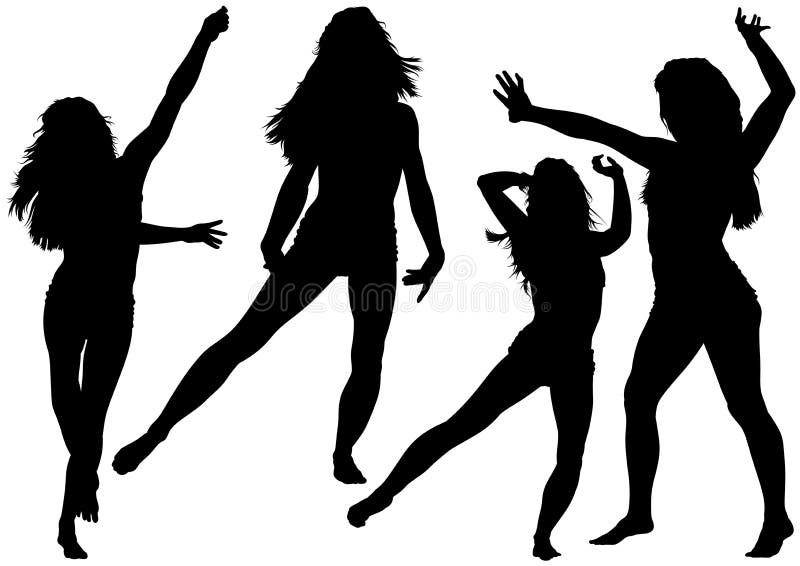 Sylwetkowa Dancingowa młoda kobieta ilustracja wektor Sylwetkowa Dancingowa młoda kobieta ilustracja wektor