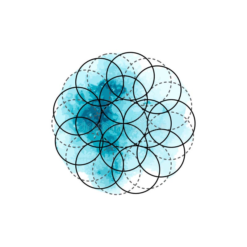 Symbol av alkemi och sakral geometri på den blåa vattenfärgbakgrunden vektor illustrationer Symbol av alkemi och sakral geometri på den blåa vattenfärgbakgrunden vektor illustrationer