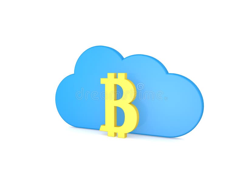 Symbol of bitcoin and cloud on a white background . vector illustration Symbol of bitcoin and cloud on a white background . vector illustration