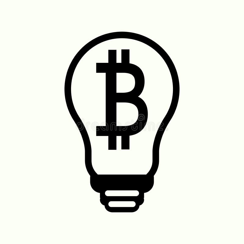 Symbol bitcoin light bulb Icon on white background. Vector Illustration.