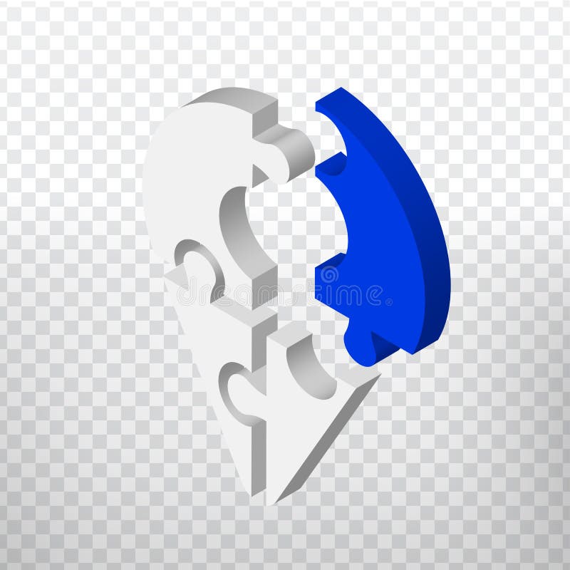 Symbol 3d verwirrt geolocation auf einem transparenten Hintergrund. Einfaches Rätsel der Symbol 3d der vier Elemente. Zeichen des vektor abbildung