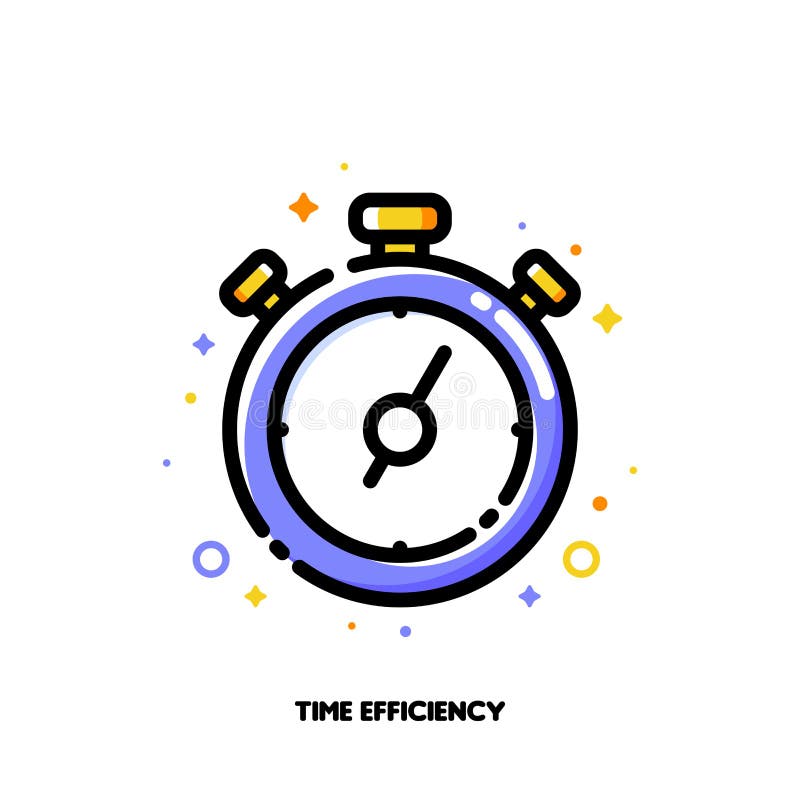 Symbol des Stoppuhr-Chronometers für das Zeitmanagement- oder Arbeitswirkungskonzept flach gefüllter Konturstil Pixel perfekt 64x lizenzfreie abbildung
