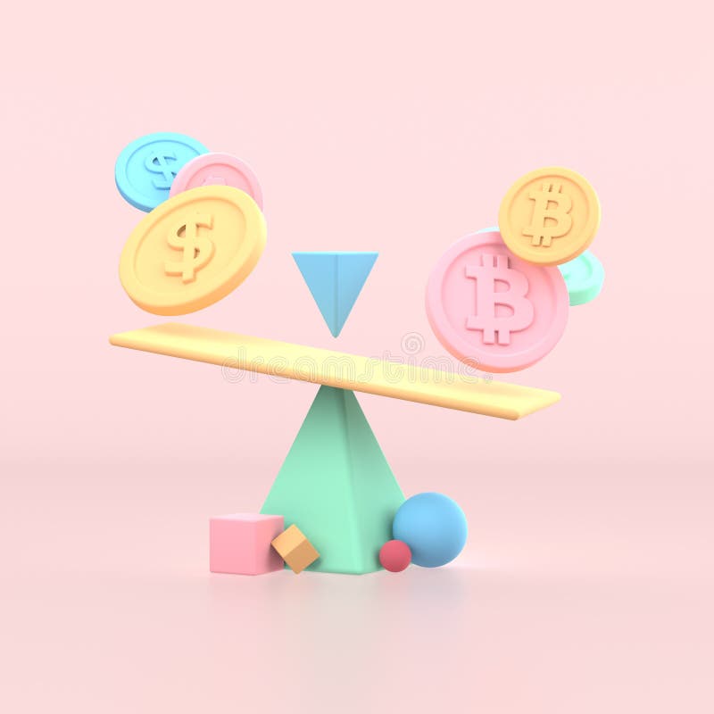 Symbol dollarbitcoin crypto 3d renderować przy swing ilustracja wektor