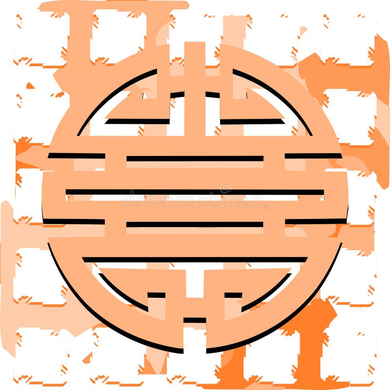 Symbol of Double Happiness on Floral Background Isolated Stock