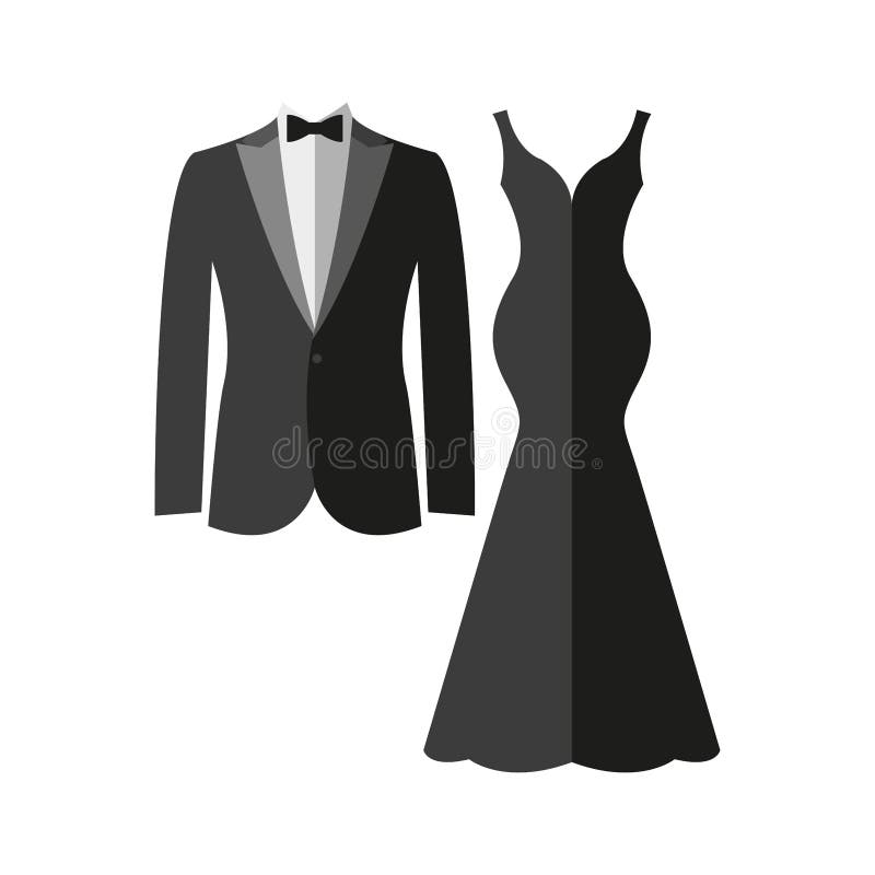 Symbol of Evening Wear. Dress and Suit Stock Vector - Illustration of ...