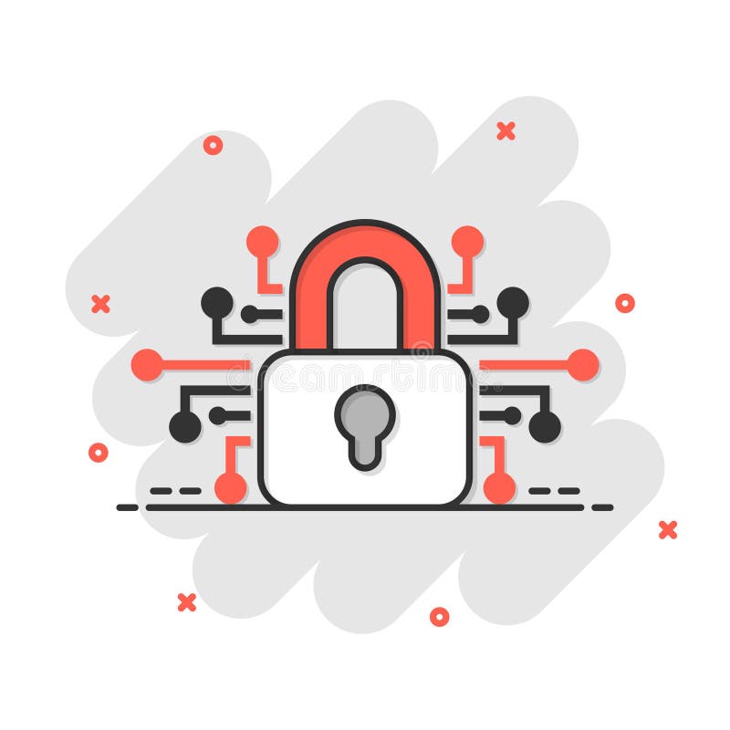 Computersicherheitssymbol Im Comicstil Padlock Lock Vektorgrafik Auf Weissem Isoliertem Hintergrund Laptop Business Vektor Abbildung Illustration Von Computer Digital 158549195