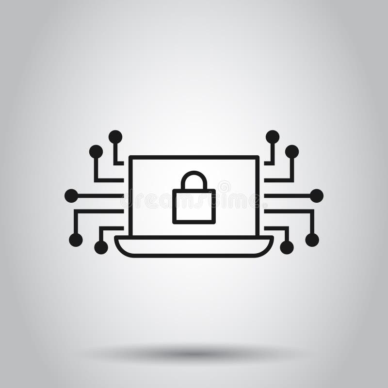 Computersicherheitssymbol Im Comicstil Padlock Lock Vektorgrafik Auf Weissem Isoliertem Hintergrund Laptop Business Vektor Abbildung Illustration Von Computer Digital 158549195