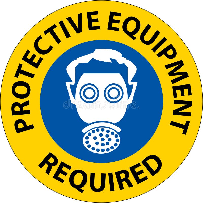 Symbol Floor Sign, Protective Equipment Required Stock Vector
