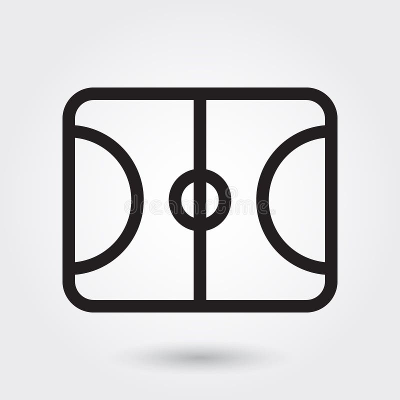 Symbol för basketfältvektor, symbol för sportfält, symbol för sportfält Modern enkel översikt, översiktsvektor stock illustrationer Symbol för basketfältvektor, symbol för sportfält, symbol för sportfält Modern enkel översikt, översiktsvektor stock illustrationer