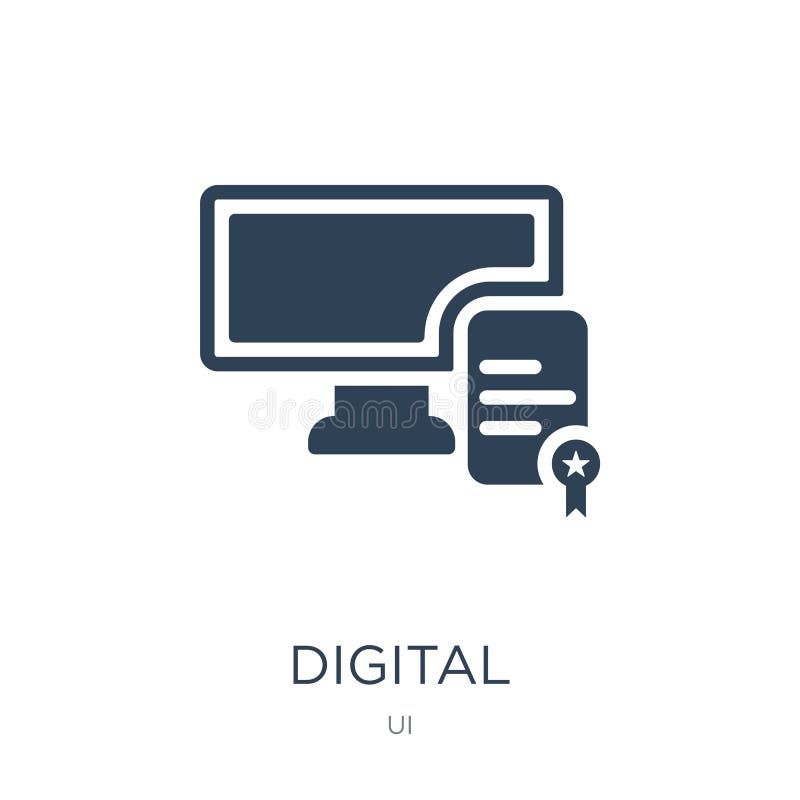 Symbol för digitalt certifikat i moderiktig designstil symbol för digitalt certifikat som isoleras på vit bakgrund vektor för dig vektor illustrationer