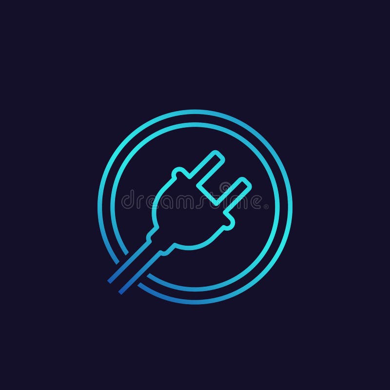 Symbol för elektrisk propp, vektorlogo vektor illustrationer