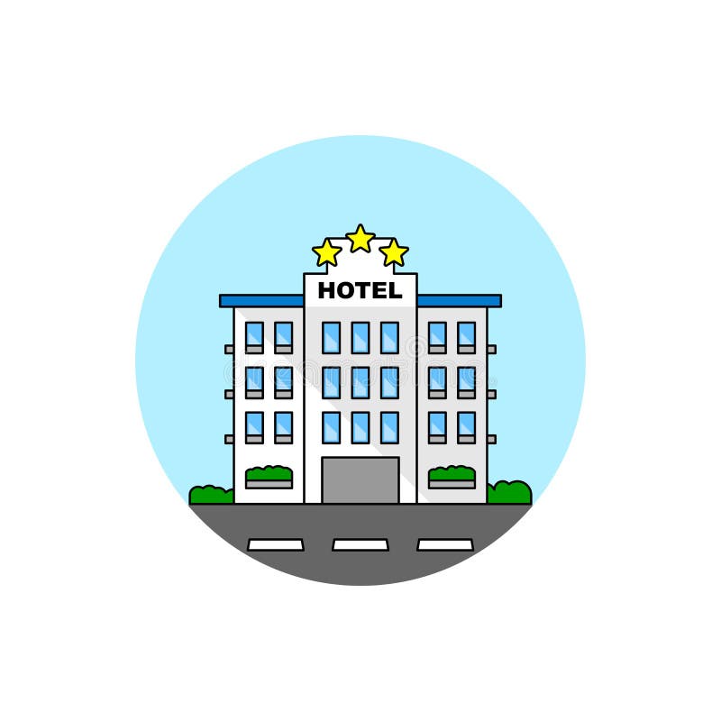 Symbol för hotellbyggnadscityscape stock illustrationer Symbol för hotellbyggnadscityscape stock illustrationer
