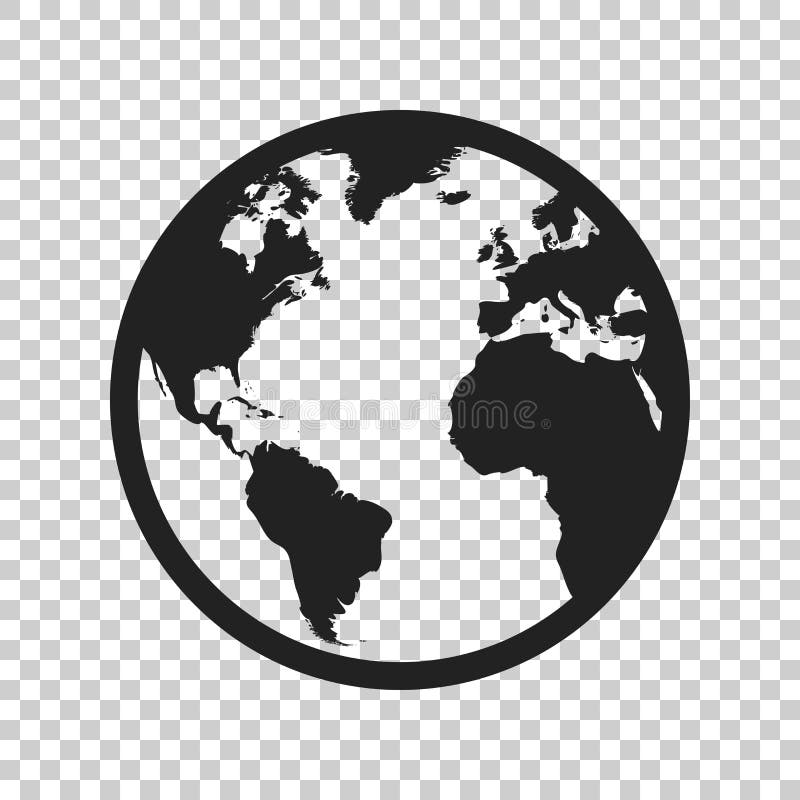 Symbol för jordklotvärldskartavektor Rund illustratio för jordlägenhetvektor royaltyfri illustrationer