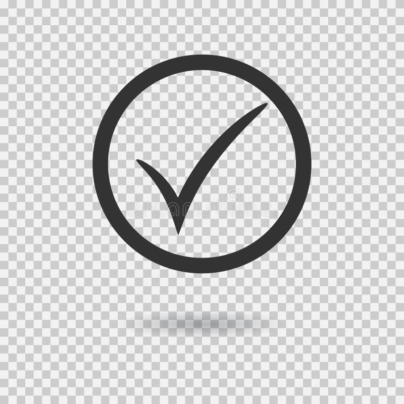 Symbol för kontrollfläck Vektorcheckmarkknapp med cirkeln Fästingsymbol stock illustrationer Symbol för kontrollfläck Vektorcheckmarkknapp med cirkeln Fästingsymbol stock illustrationer