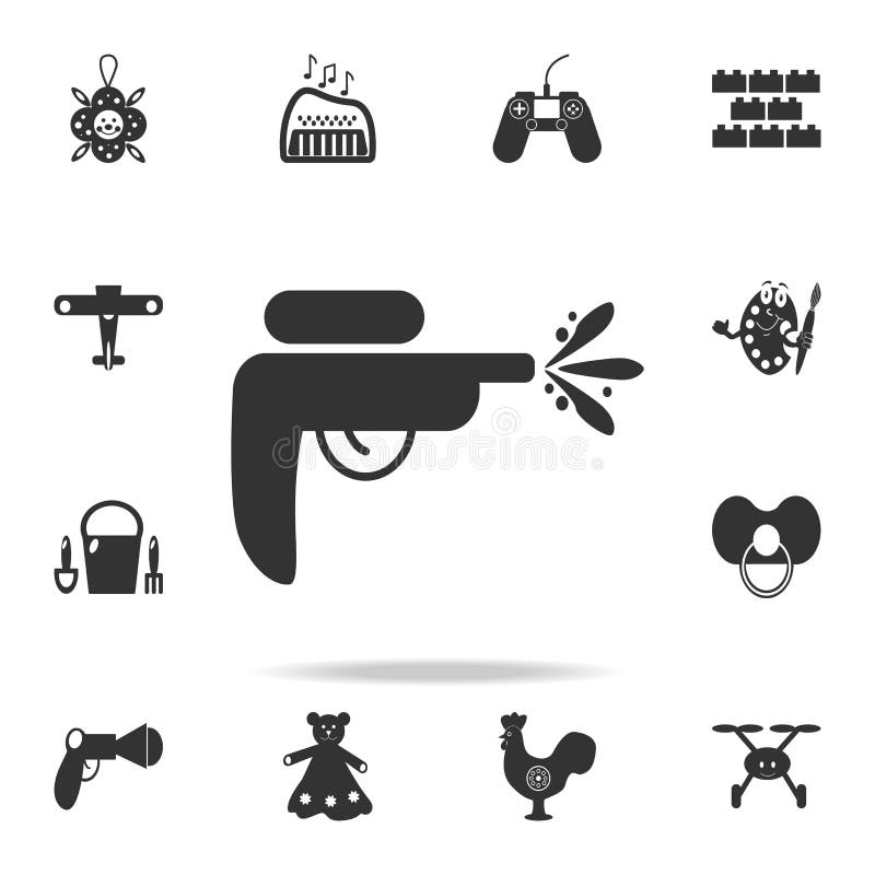 Symbol för leksak för vattenvapen Den detaljerade uppsättningen av behandla som ett barn leksaksymboler Högvärdig kvalitets- graf vektor illustrationer Symbol för leksak för vattenvapen Den detaljerade uppsättningen av behandla som ett barn leksaksymboler Högvärdig kvalitets- graf vektor illustrationer