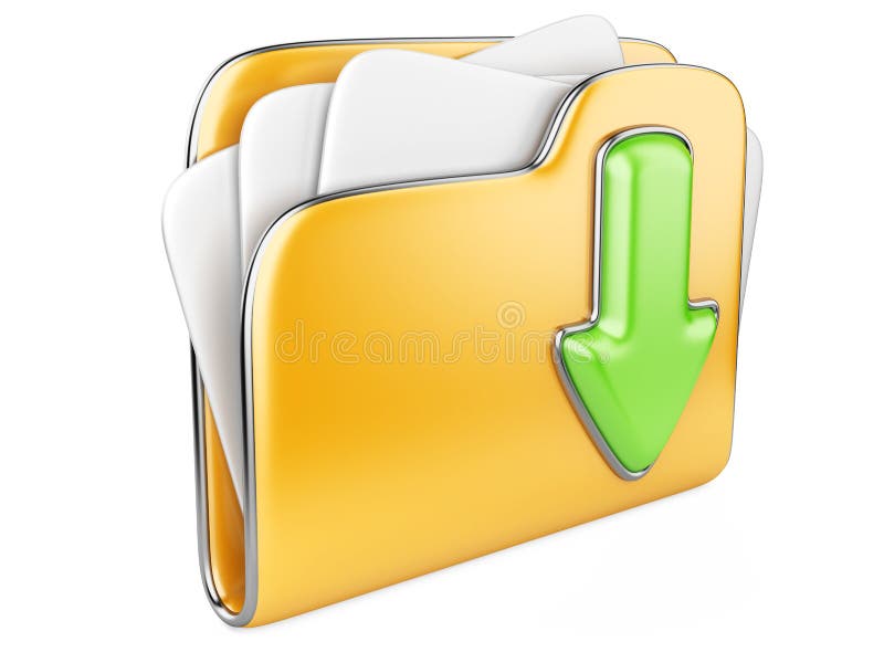 Symbol för nedladdningmapp 3d. royaltyfri illustrationer Symbol för nedladdningmapp 3d. royaltyfri illustrationer