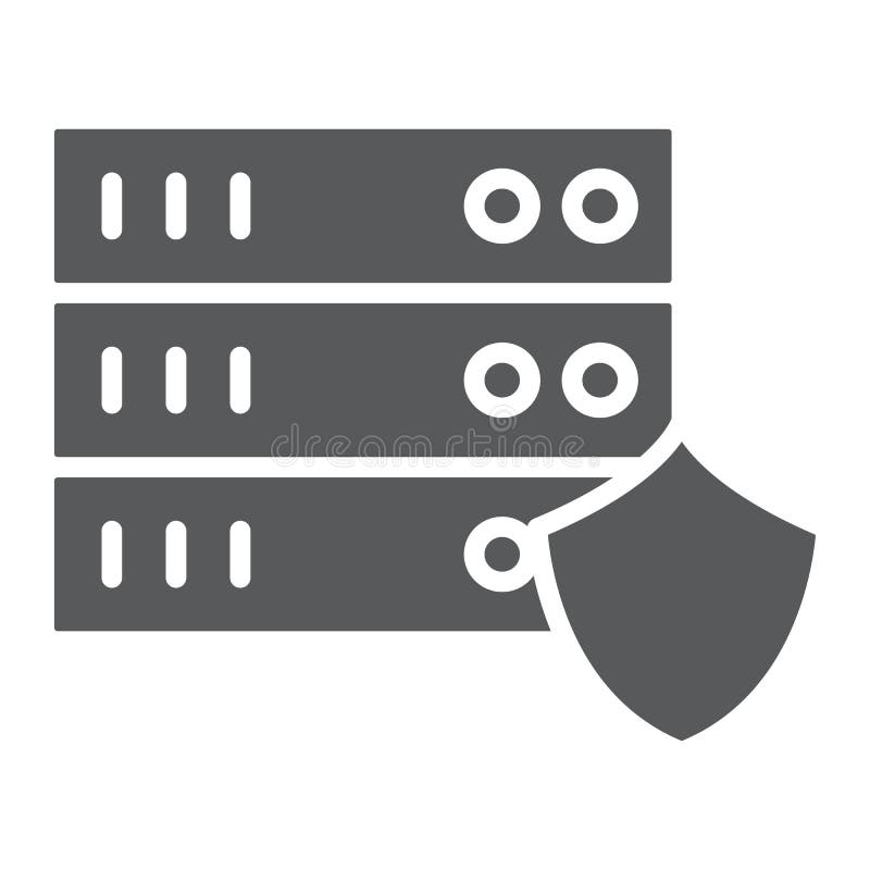 Symbol för serverskyddsskåra, avskildhet och säkerhet, databasskyddstecken, vektordiagram, en fast modell på a stock illustrationer
