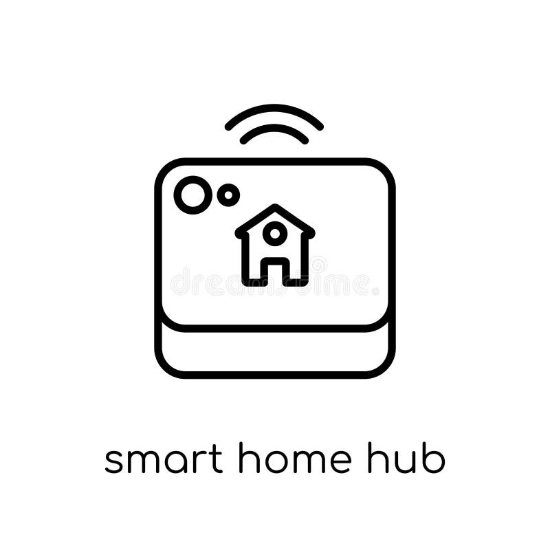 Symbol för Smart hemnav Smart hem för moderiktig modern plan linjär vektor stock illustrationer