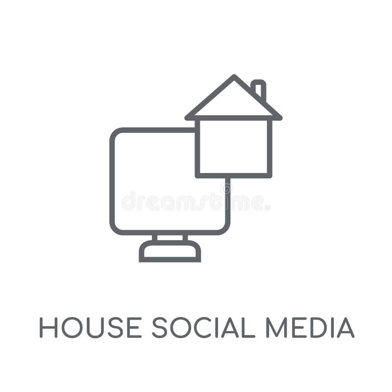 Symbol för socialt massmedia för hus linjär Social medi för modernt översiktshus royaltyfri illustrationer Symbol för socialt massmedia för hus linjär Social medi för modernt översiktshus royaltyfri illustrationer