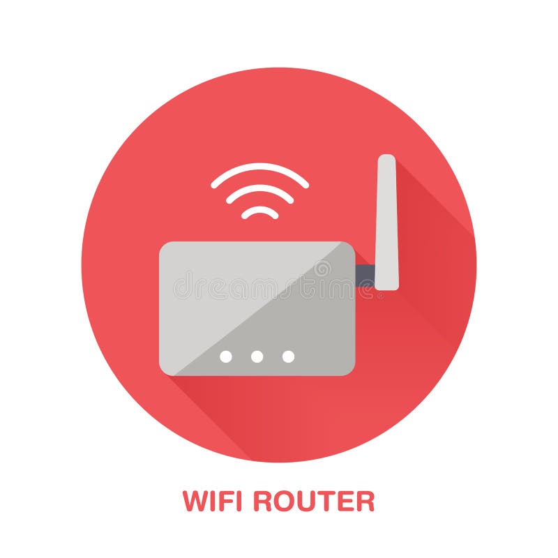 Symbol för stil för Wifi routerlägenhet Trådlös teknologi, tecken för kontorsutrustning Vektorillustration av kommunikationsappar vektor illustrationer