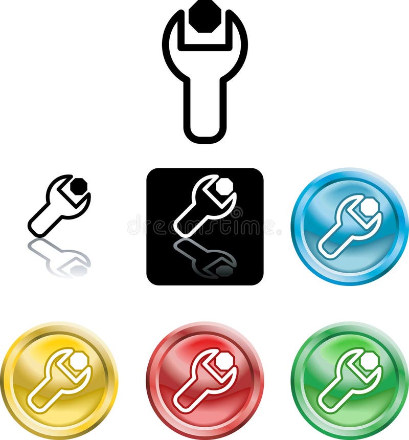 symbol för symbolsmutterskruvnyckel stock illustrationer symbol för symbolsmutterskruvnyckel stock illustrationer