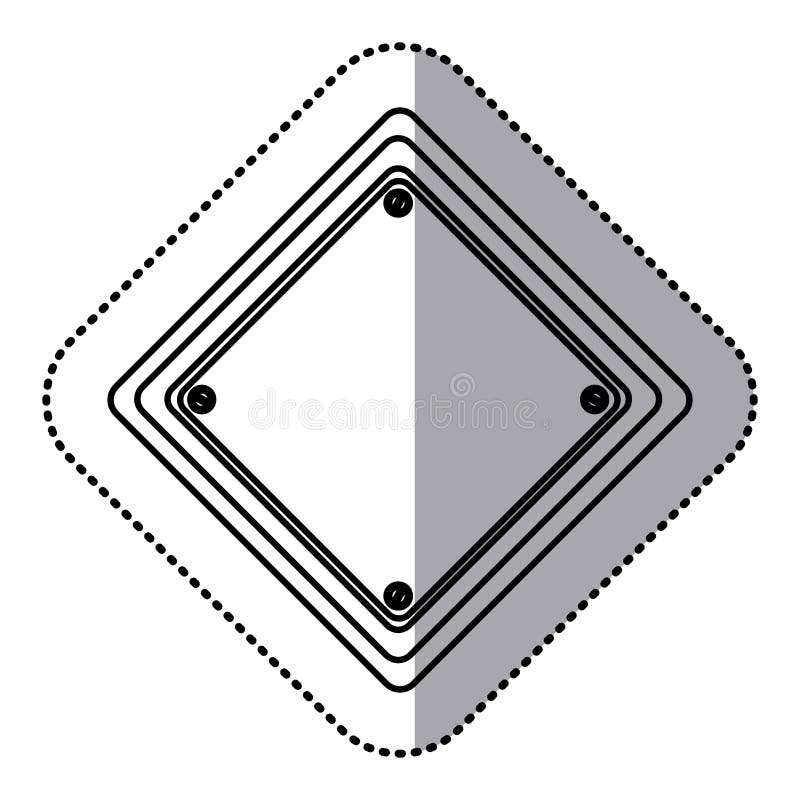 Symbol för tecken för trafik för form för klistermärkekonturdiamant vektor illustrationer