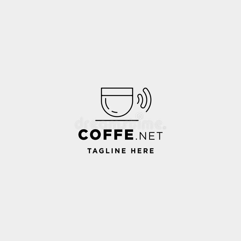 Symbol för tecken för symbol för internet för kafé för vektor för design för kaffewifilogo stock illustrationer