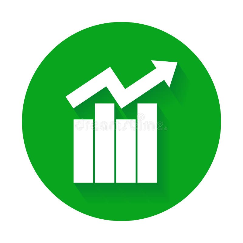 Symbol för tillväxtstångdiagram Växande plan vektorillustration för diagram äganderätt för home tangent för affärsidé som guld- n royaltyfri illustrationer