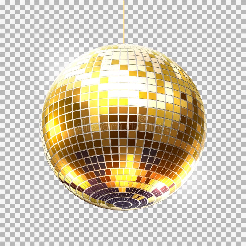 Symbol för Vector gyllene fest-klubb. Golden Party ball på öppen bakgrund Symbol för vektoråternattklubb Marknadsföringsdesign för danskar Runda glitterkulor med reflexer Glamous Party-element