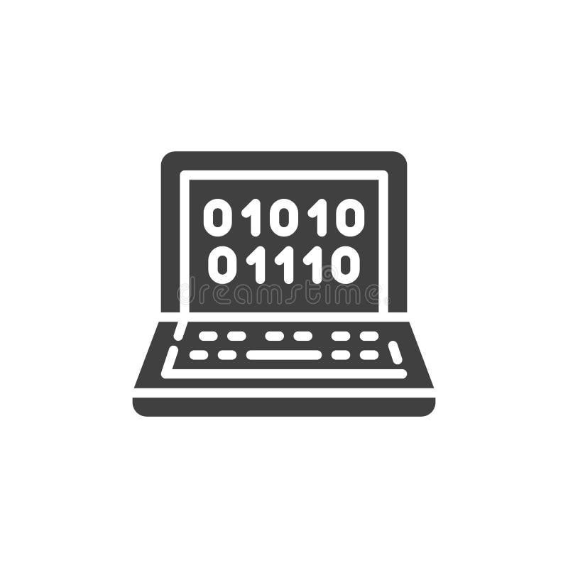 Symbol för vektor för binär kod för dator stock illustrationer