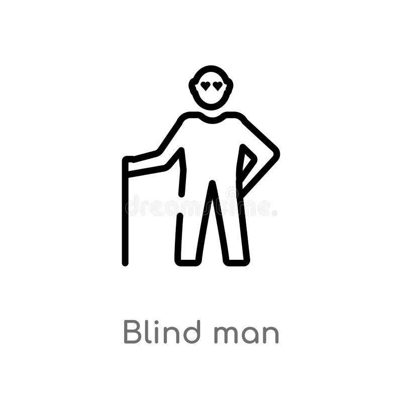 symbol för vektor för blind man för översikt isolerad svart enkel linje beståndsdelillustration från förälskelse- och romansbegre vektor illustrationer symbol för vektor för blind man för översikt isolerad svart enkel linje beståndsdelillustration från förälskelse- och romansbegre vektor illustrationer
