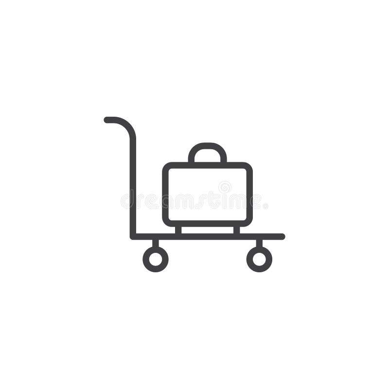 Symbol för översikt för bagagespårvagnvagn royaltyfri illustrationer Symbol för översikt för bagagespårvagnvagn royaltyfri illustrationer