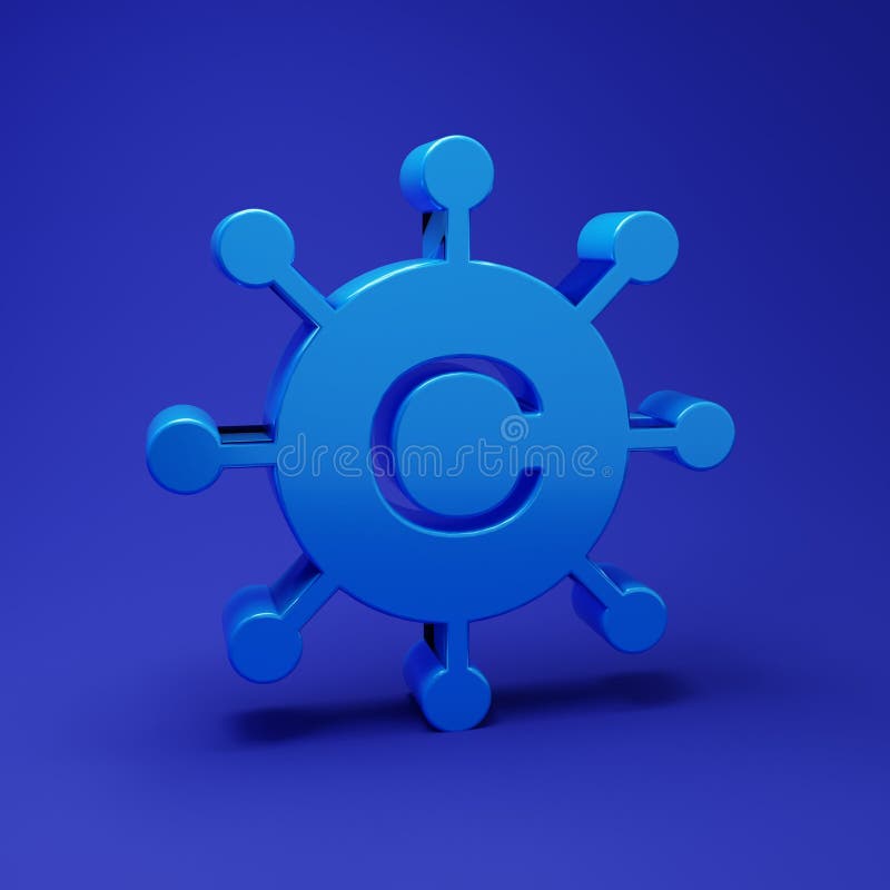 Symbol für blaues Copywriting-Netzwerk im Hintergrund isoliert. Symbol für Content-Netzwerke. Copyright-Zeichen. Copywriting stock abbildung