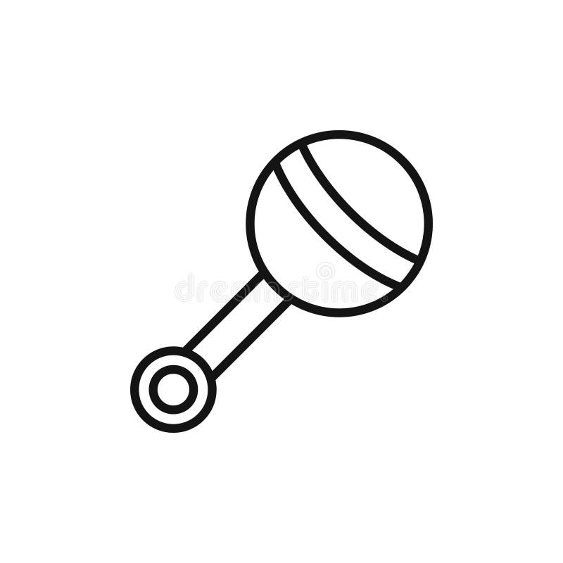 Symbol für das Baby Rattle auf weißem Hintergrund. Baby Rattle Icon in dünner Linie Stil auf weißem Hintergrund isoliert. 10