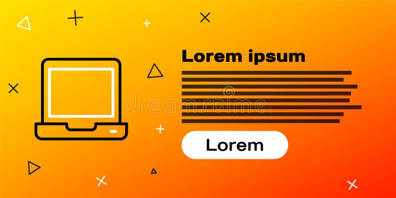Symbol für das Line Laptop auf gelbem Hintergrund isoliert. Notebook mit leerem Bildschirm. Konzept der farbigen Kontur lizenzfreie abbildung