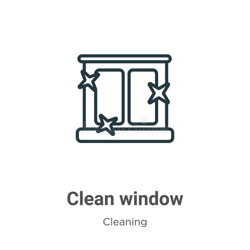 Symbol für den Vektorbereich des Fensters säubern Dünnlinienschwarzes, sauberes Fenstersymbol, flache Vektorgrafik aus bearbeitba stock abbildung