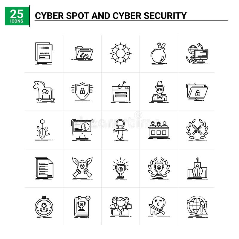 25 Symbol für die Cyber-Sicherheit und die Cyber-Sicherheit Vektor-Hintergrund vektor abbildung