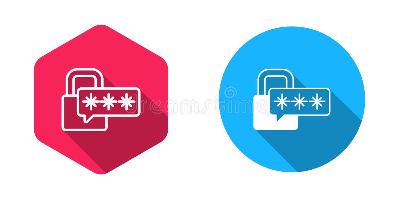 Symbol für die Cybersicherheit, gefüllt und umrissen, isoliert mit langem Hintergrund. Closed Padlock auf der digitalen Leiterplat lizenzfreie abbildung
