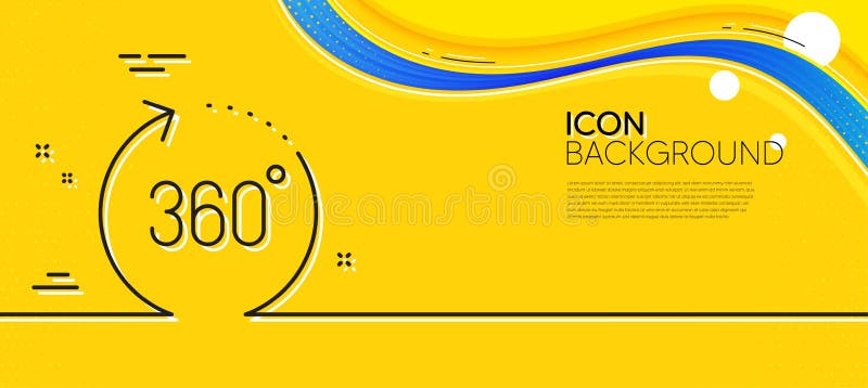 Symbol für die Linie 360 Grad. Panoramazeichen. v-Technologiesimulation. gelbes Minimalbanner. Vektor stock abbildung