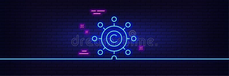 Symbol für die Schreibnetzzeile. Copyright-Zeichen. Neonlicht-Glüheffekt. Vektor stock abbildung