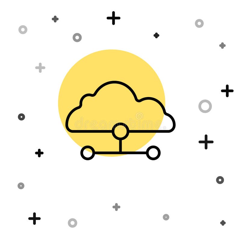 Symbol für die Verbindung zwischen Schwarzweißnetzwerken und weißem Hintergrund. Soziale Technologie. Cloud Computing-Konzept stock abbildung