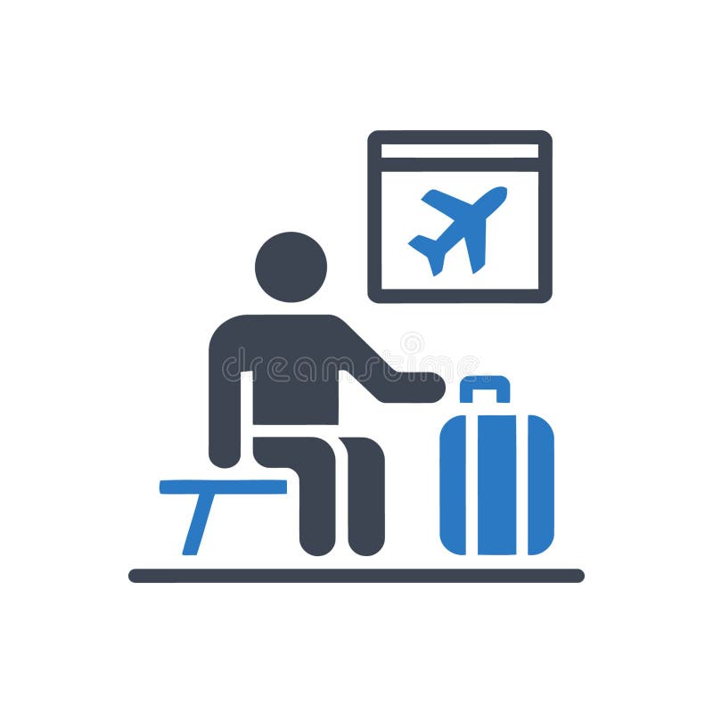 Symbol für die Wartezeit am Flughafen vektor abbildung