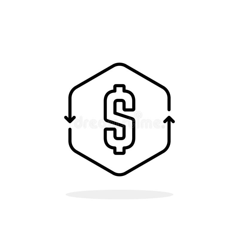 Symbol für einfachen Cashflow mit einem Thin-line-Dollarzeichen stock abbildung