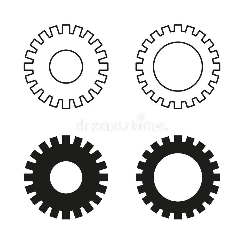 Symbol für Getriebe. Mechanisches Rundsymbol. Industrielle Zahnfleischform. Dicke technische Details. lizenzfreie abbildung