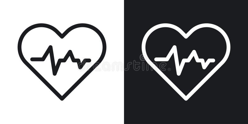 Symbol für Herzfrequenz. Blut-Gesundheit-Beat-Rate-Vektor-Symbol in schwarz gefüllter und umrissener Form. Kardioüberwachungszeich vektor abbildung