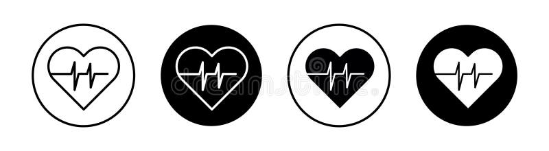 Symbol für Herzfrequenz. Blut-Gesundheit-Beat-Rate-Vektor-Symbol in schwarz gefüllter und umrissener Form. Kardioüberwachungszeich lizenzfreie abbildung