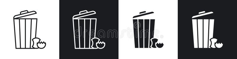 Symbol für Lebensmittelabfälle. Vektorsymbole in Schwarz-Weiß-Farben.