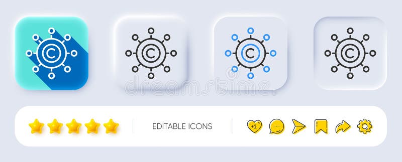 Symbol für Netzwerkverbindung kopieren. Copyright-Zeichen. Neumorphe Schaltflächen. Vector stock abbildung
