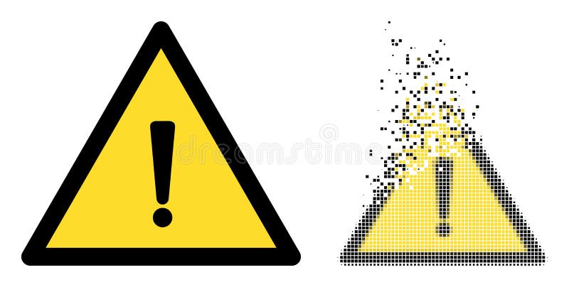 Symbol für zerfallende pixelige und ursprüngliche Ausrufewarnung vektor abbildung