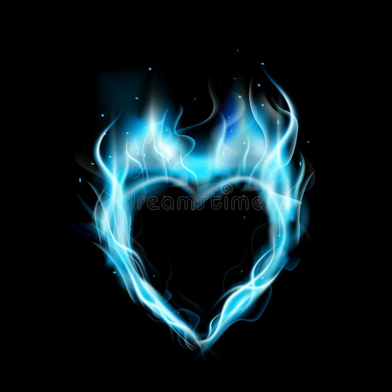 Blue Fire Heart Background